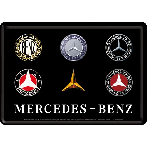 nostalgic-art-mercedes-benz-logo-evolution-metal-card-10x14-cm image 1