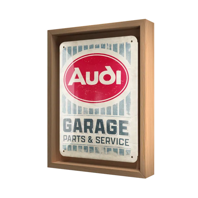 nostalgic-art-audi-garage-n-frame-s-edition-cornice-in-legno-con-targa-in-metall image 1