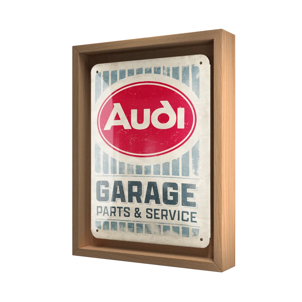 nostalgic-art-audi-garage-n-frame-s-edition-cornice-in-legno-con-targa-in-metall image 1