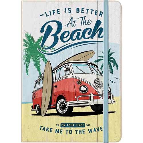 nostalgic-art-vw-bulli-beach-quaderno-a5-hardcover-128-pagine-15-x-20-cm image 1