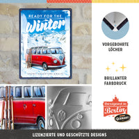 nostalgic-art-volkswagen-vw-bulli-ready-for-the-winter-targa-in-metallo-30x40-cm image 3