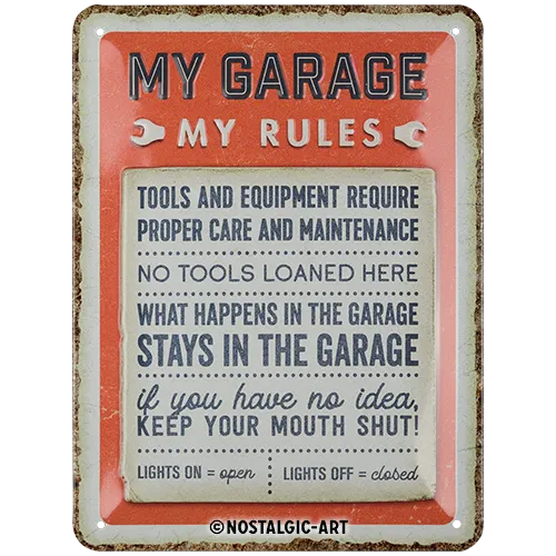 nostalgic-art-my-garage-my-rules-targa-in-metallo-15x20-cm image 1