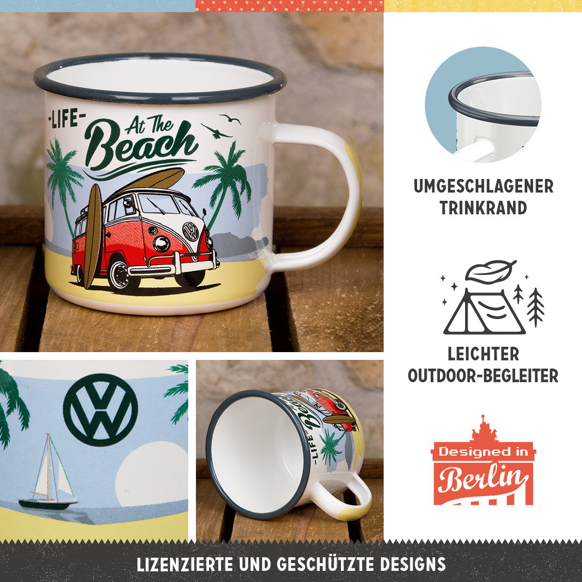nostalgic-art-vw-bulli-beach-tazza-smaltata-360-ml-8x8-cm image 3