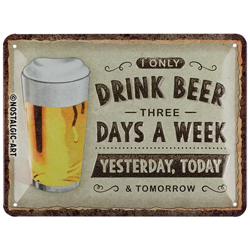 nostalgic-art-drink-beer-three-days-targa-in-metallo-15x20-cm image 1