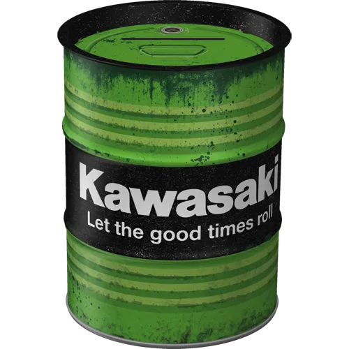 nostalgic-art-kawasaki-let-the-good-times-roll-salvadanaio-fusto-olio-600-ml image 1