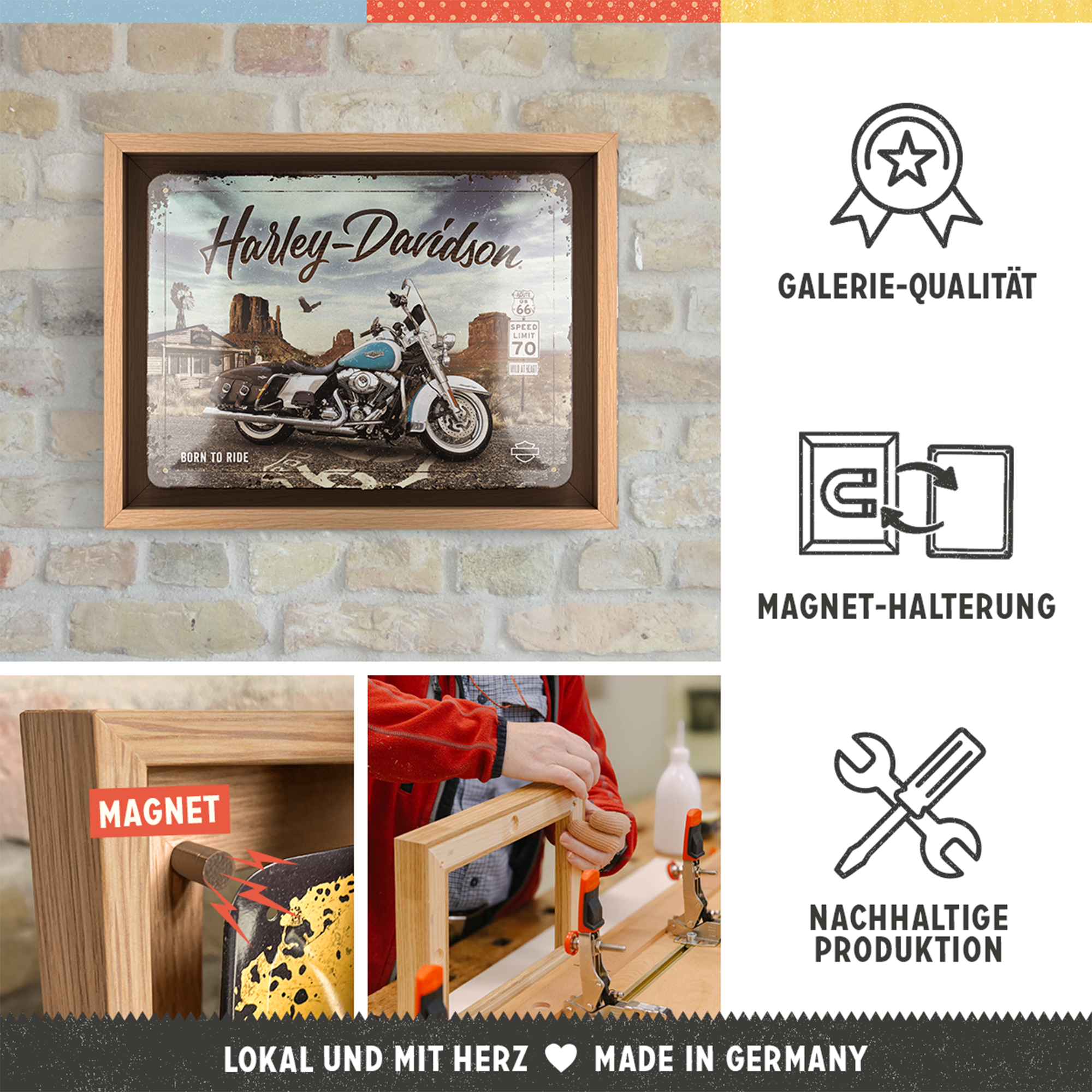 nostalgic-art-harley-davidson-route-66-road-king-classic-cornice-n-frame-s-18-5x image 3