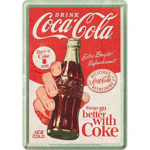 nostalgic-art-coca-cola-better-with-coke-metal-card-10x14-cm image 1