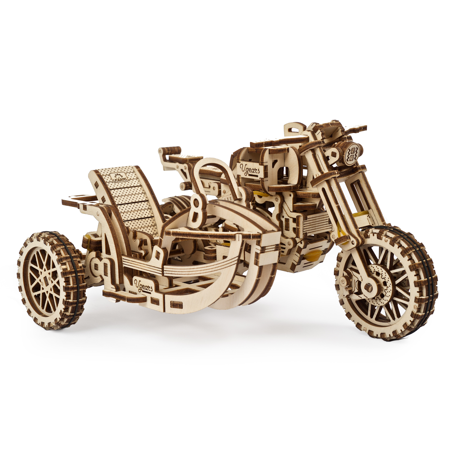 ugears-scrambler-ugr-10-motor-bike-con-sidecar-modello-in-legno image 1
