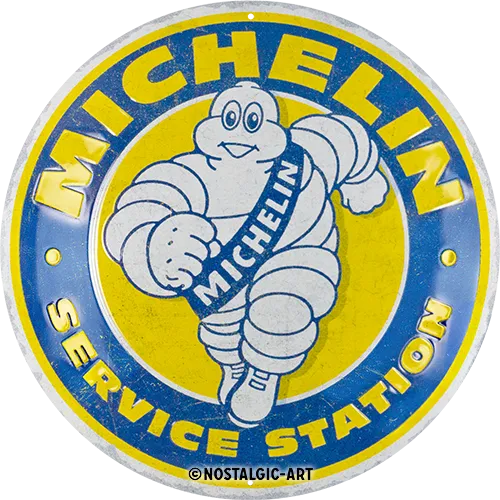 nostalgic-art-michelin-service-station-targa-rotonda-in-metallo-35-cm image 1