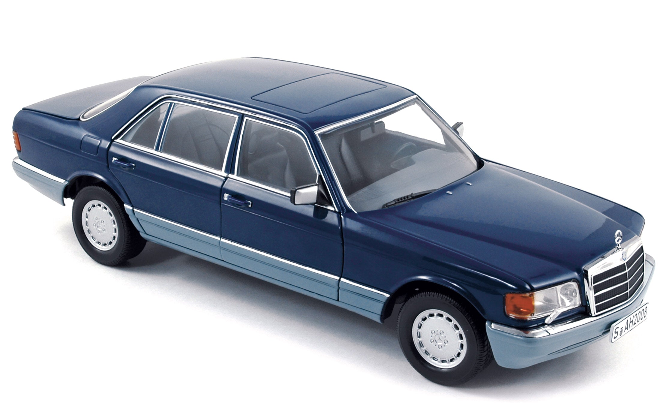 norev-mercedes-benz-560-sel-1985-bleu-modellino-auto-1-18 image 1