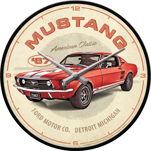 nostalgic-art-ford-mustang-gt-1967-red-orologio-da-parete-31-cm-2 image 1