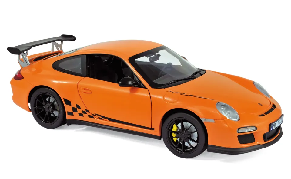 norev-porsche-911-gt3-rs-2009-modellino-auto-1-18-arancione image 1
