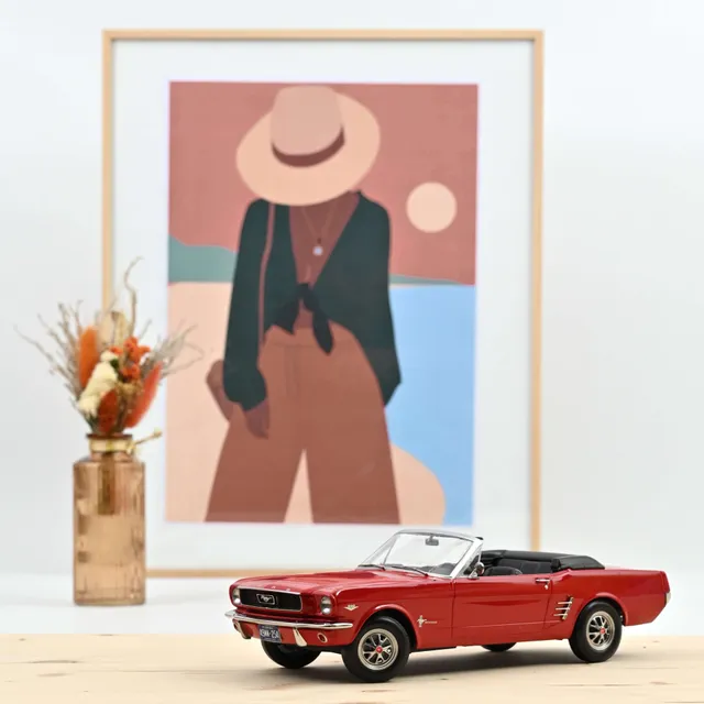 norev-ford-mustang-convertible-1966-cabrio-1-18-rosso-signal-flare image 1