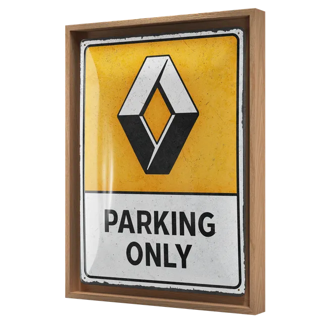 nostalgic-art-renault-parking-only-n-frame-l-edition-targa-metallo-con-cornice-l image 1