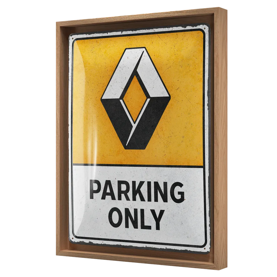 nostalgic-art-renault-parking-only-n-frame-l-edition-targa-metallo-con-cornice-l image 1