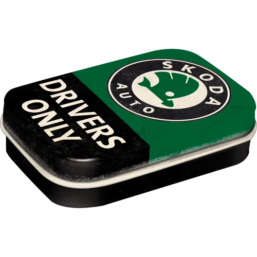 nostalgic-art-skoda-drivers-only-scatola-tascabile-per-mentine-6x4x1-6-cm image 1