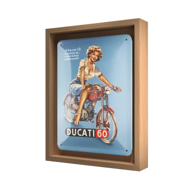 nostalgic-art-ducati-cilindrata-60-pin-up-n-frame-s-edition-cornice-legno-18-5x2 image 1