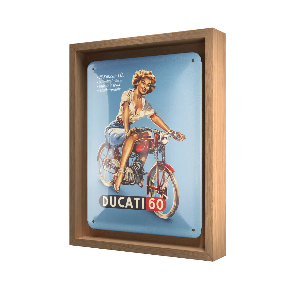 nostalgic-art-ducati-cilindrata-60-pin-up-n-frame-s-edition-cornice-legno-18-5x2 image 1