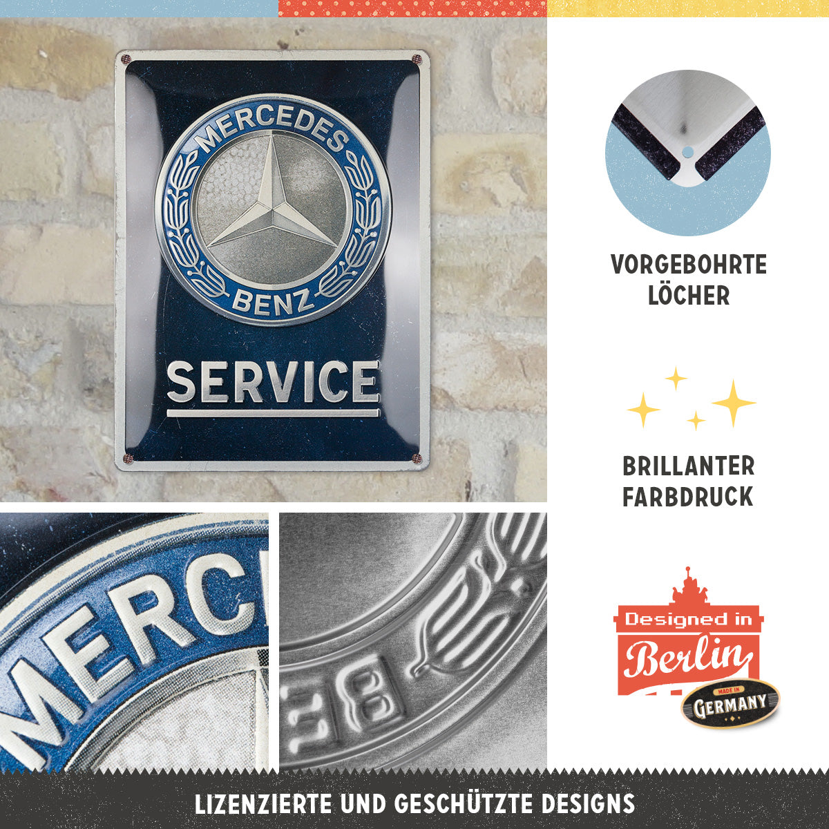 nostalgic-art-mercedes-benz-service-emblem-blue-targa-metallo-30x40-cm image 4