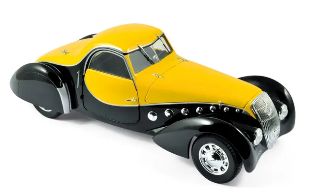 norev-peugeot-302-darl-mat-coup-1937-modellino-auto-1-18-nero-e-giallo image 1