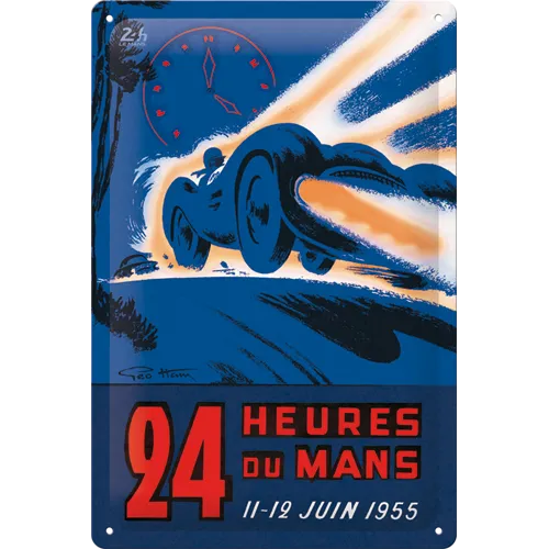 nostalgic-art-24h-le-mans-racing-night-blue-1955-targa-in-metallo-20x30-cm image 1