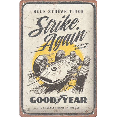 nostalgic-art-goodyear-blue-strikes-again-targa-metallica-20x30-cm image 1