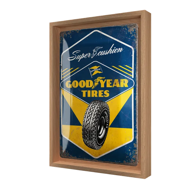 nostalgic-art-goodyear-super-cushion-n-frame-m-edition-insegna-metallo-con-corni image 1