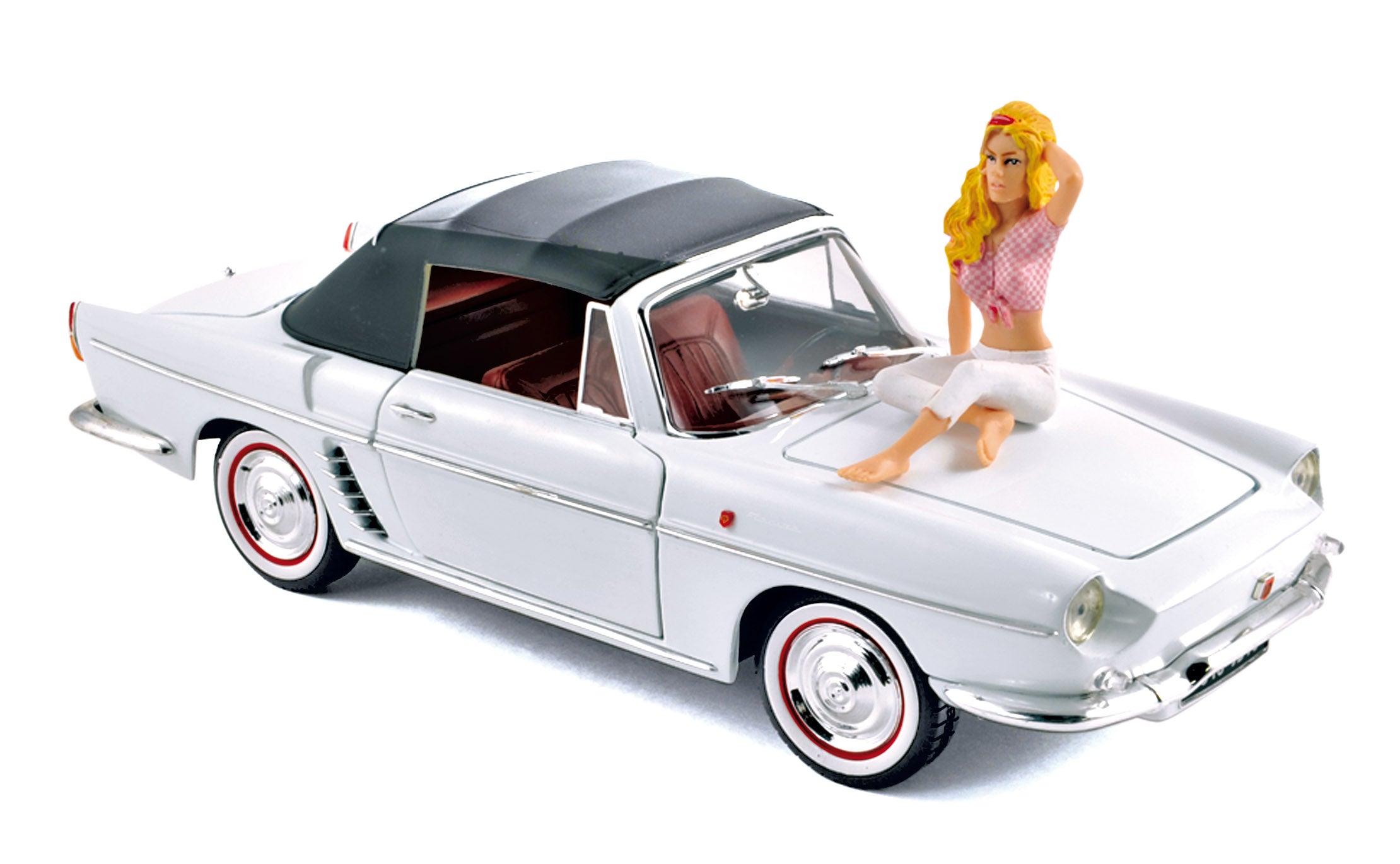 norev-renault-floride-1958-blanc-con-figurine-b-bardot-modellino-auto-1-18 image 3