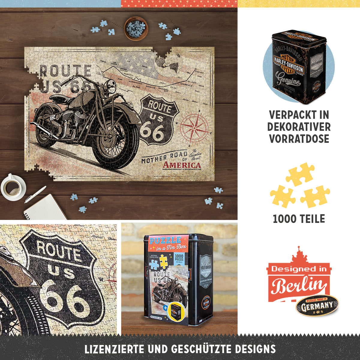 nostalgic-art-puzzle-route-66-bike-map-h-d-3-da-1000-pezzi-in-scatola-metallo image 3