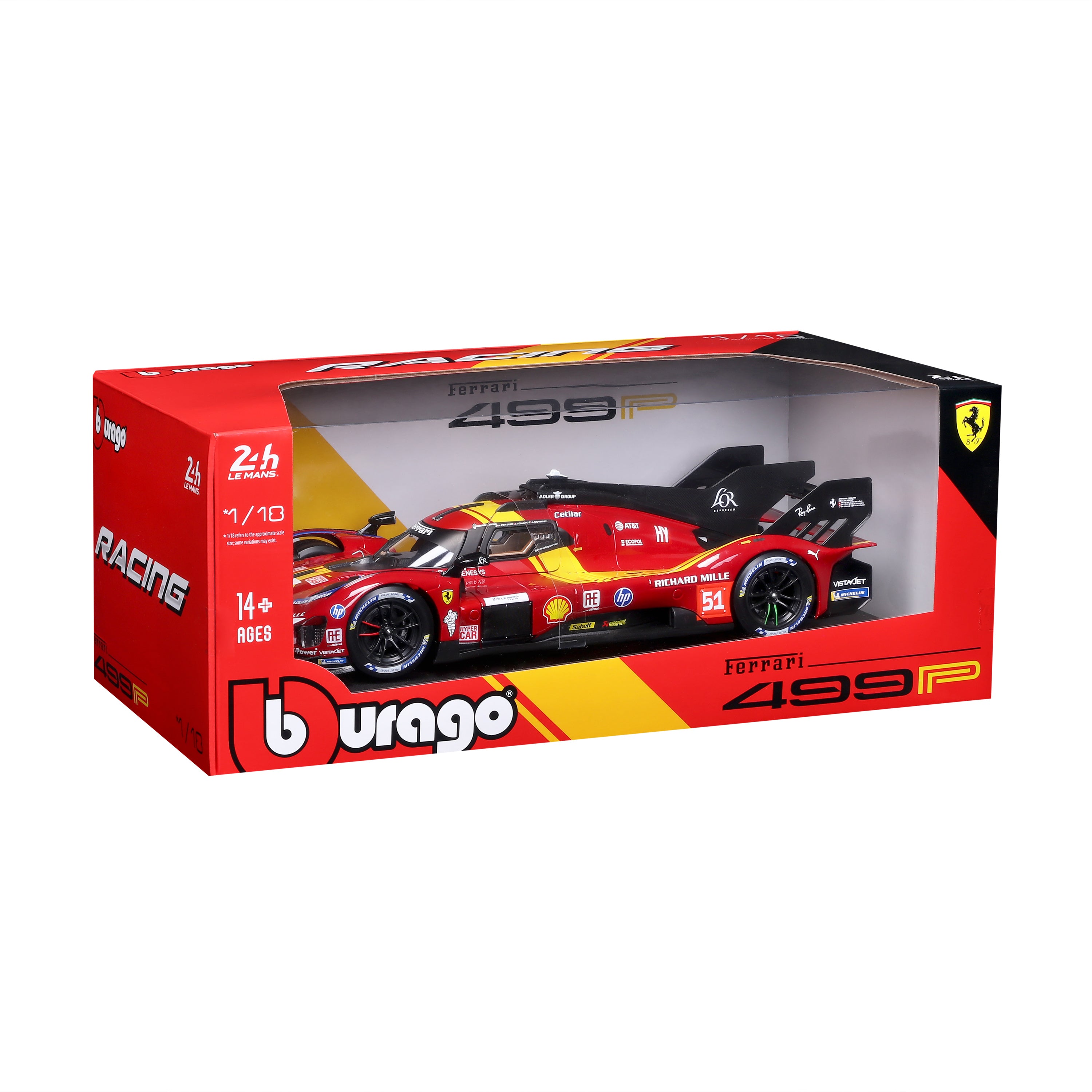 bburago-ferrari-499p-24h-lmh-hypercar-2025-n-51-1-18-modellino-diecast image 2