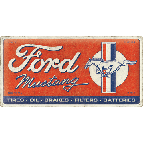 nostalgic-art-ford-mustang-horse-stripes-logo-red-targa-in-metallo-25x50-cm-2 image 1
