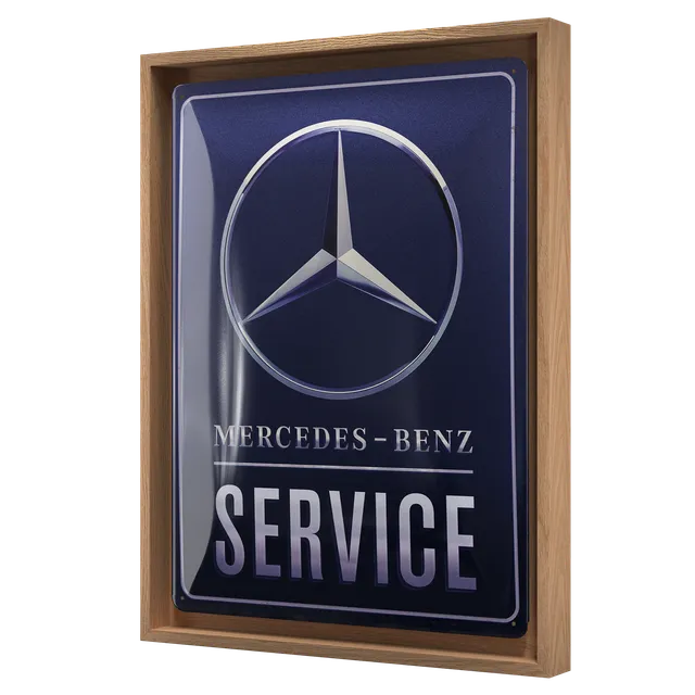 nostalgic-art-mercedes-benz-service-blue-n-frame-l-edition-cornice-targa-33-5x44 image 1