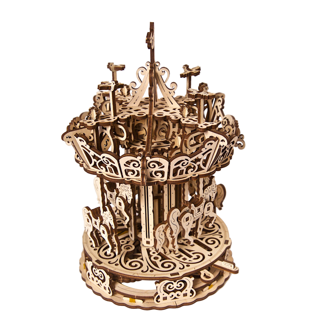 ugears-carousel-giostra-meccanica-in-legno-puzzle-3d image 2