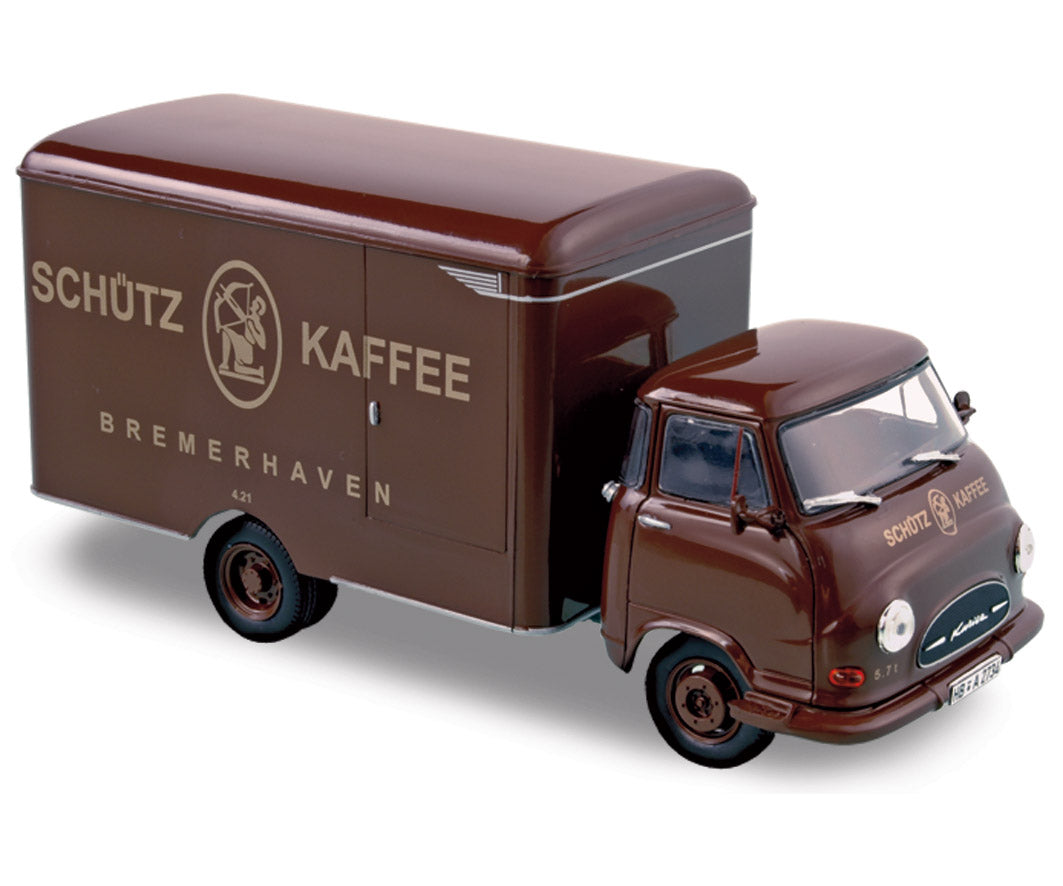 norev-hanomag-kurier-kasten-sch-tzkaffee-1960-1-43-furgone-pubblicitario image 1