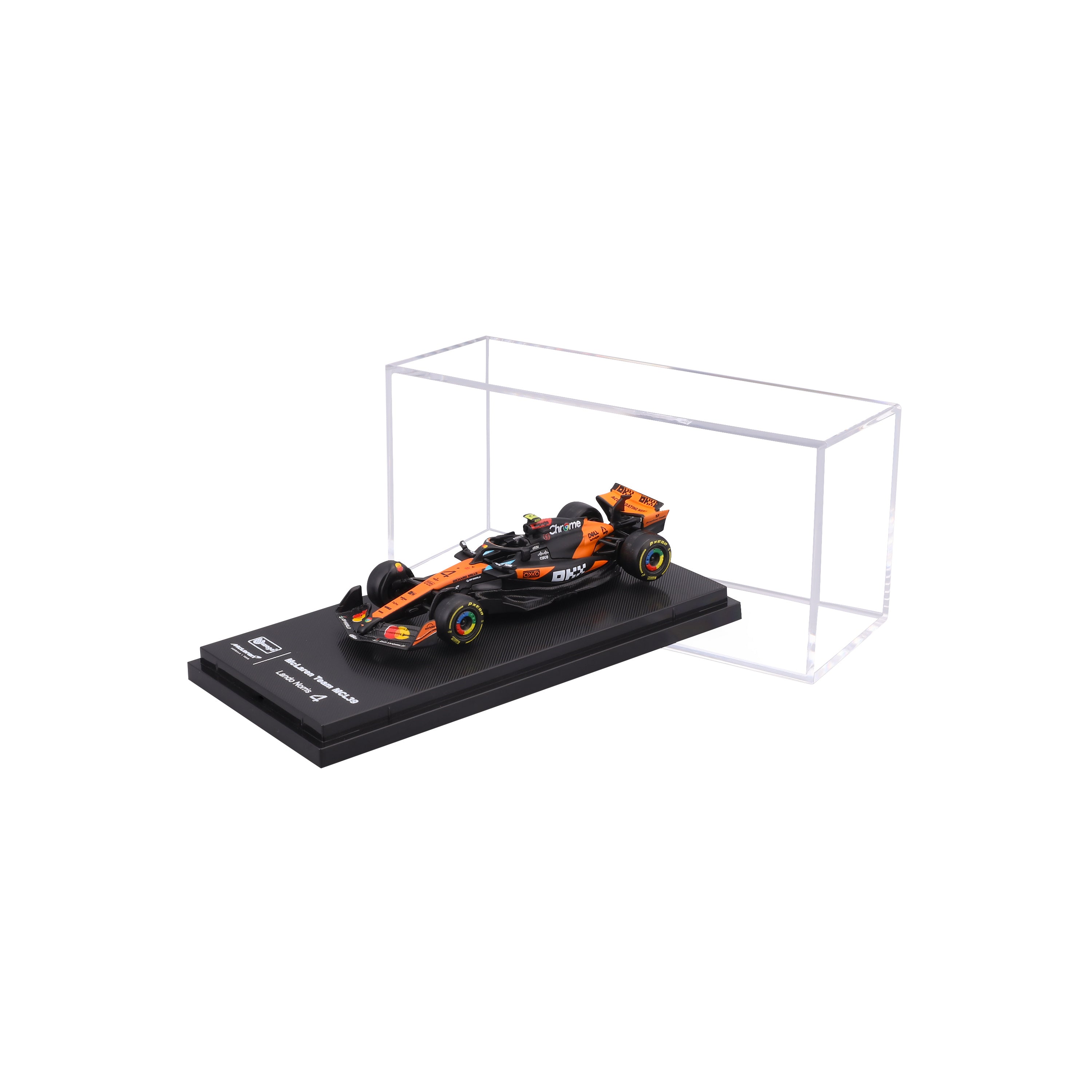 bburago-mclaren-f1-mcl39-2025-4-lando-norris-modellino-scala-1-64-con-teca image 1