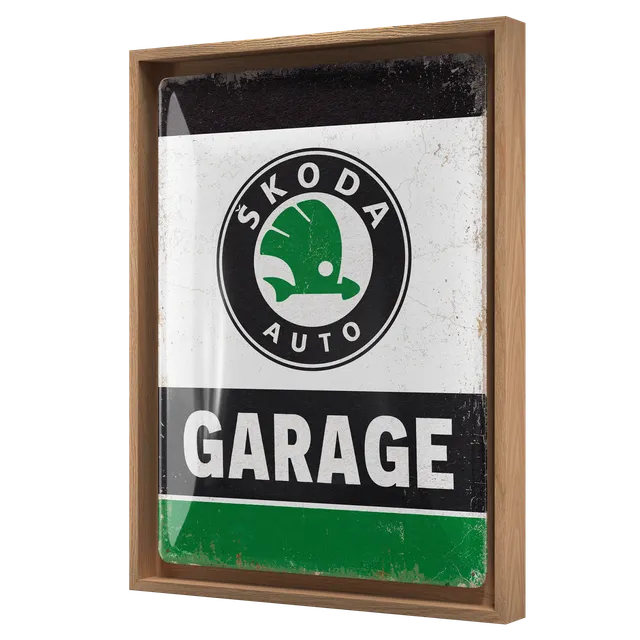 nostalgic-art-skoda-garage-green-n-frame-l-edition-insegna-metallo-con-cornice-l image 1