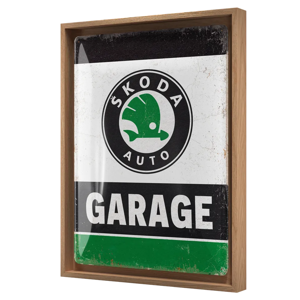 nostalgic-art-skoda-garage-green-n-frame-l-edition-insegna-metallo-con-cornice-l image 1