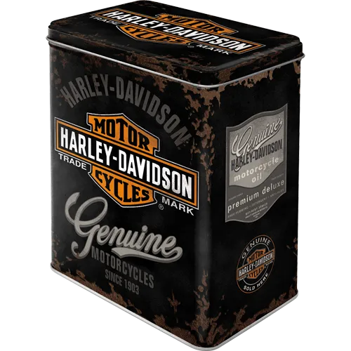 nostalgic-art-harley-davidson-genuine-logo-scatola-in-metallo-l-3-litri-10x14x20 image 1