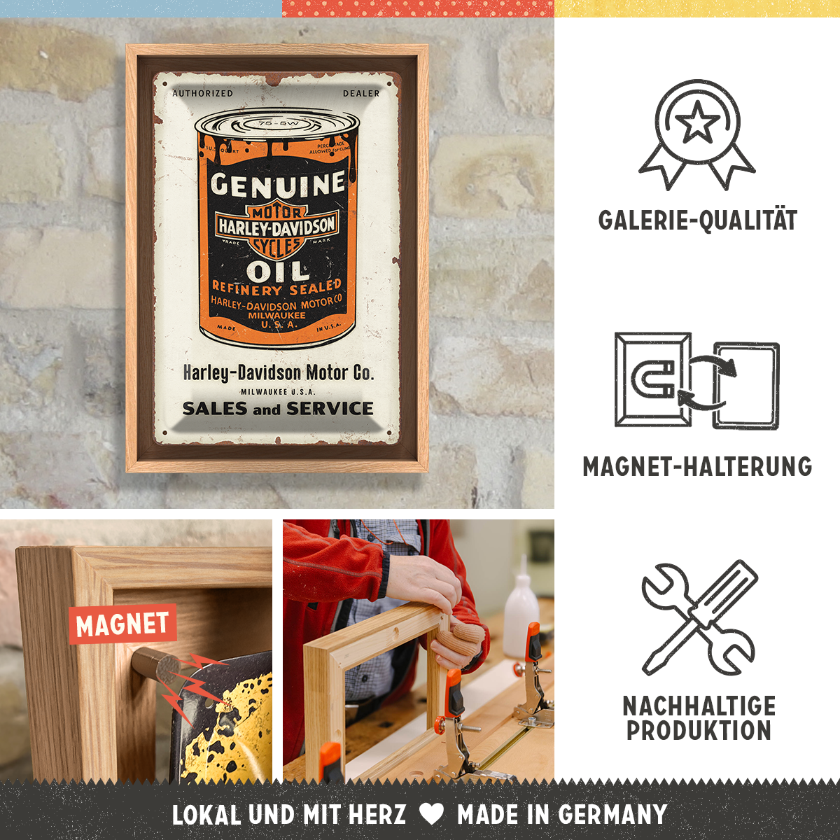 nostalgic-art-harley-davidson-genuine-oil-can-n-frame-m-edition-con-cornice-in-l image 3