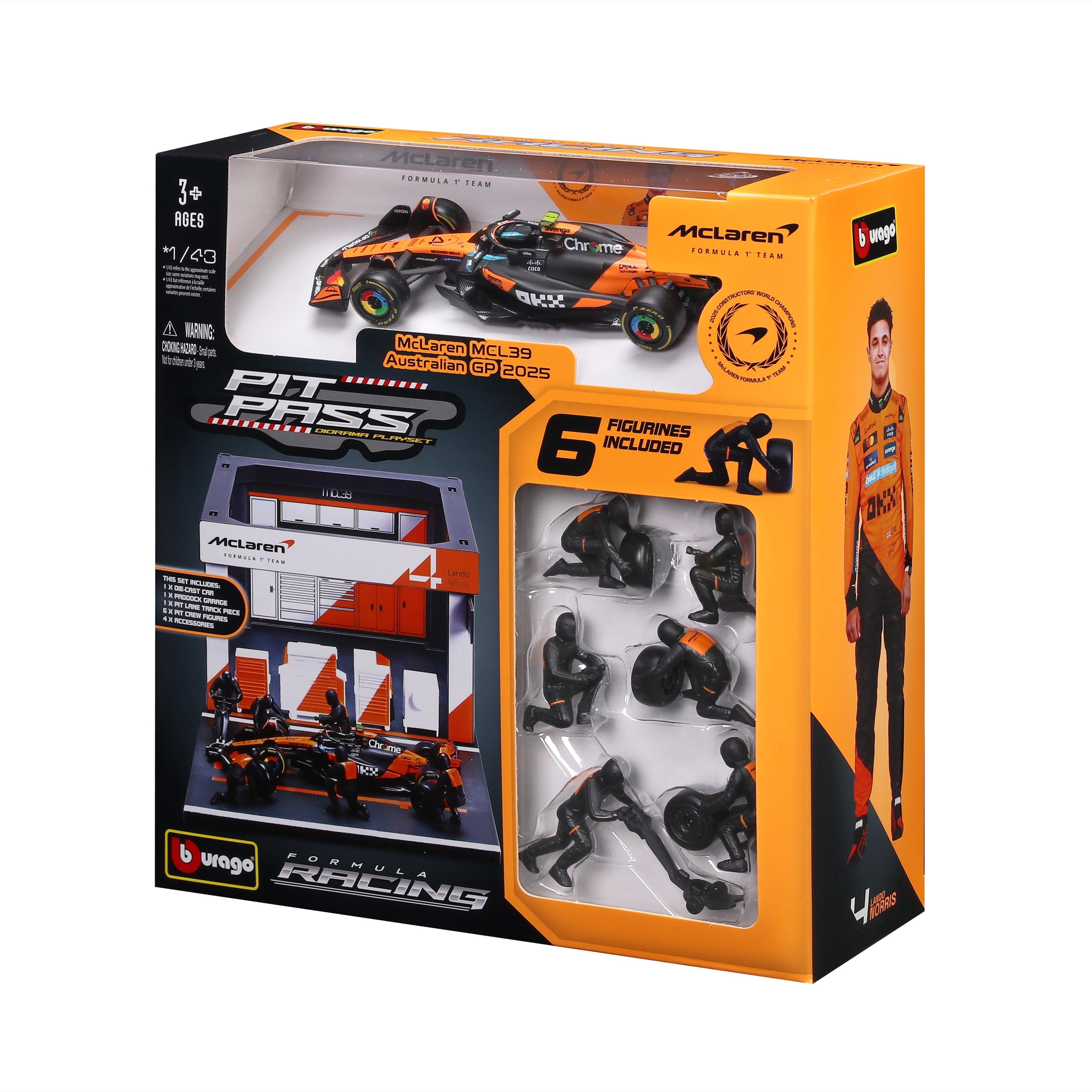 bburago-pit-stop-mclaren-mcl39-2025-4-norris-1-43-playset-diorama-f1 image 6