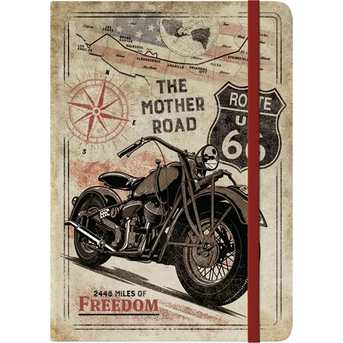 nostalgic-art-route-66-bike-map-taccuino-a5-128-pagine image 1
