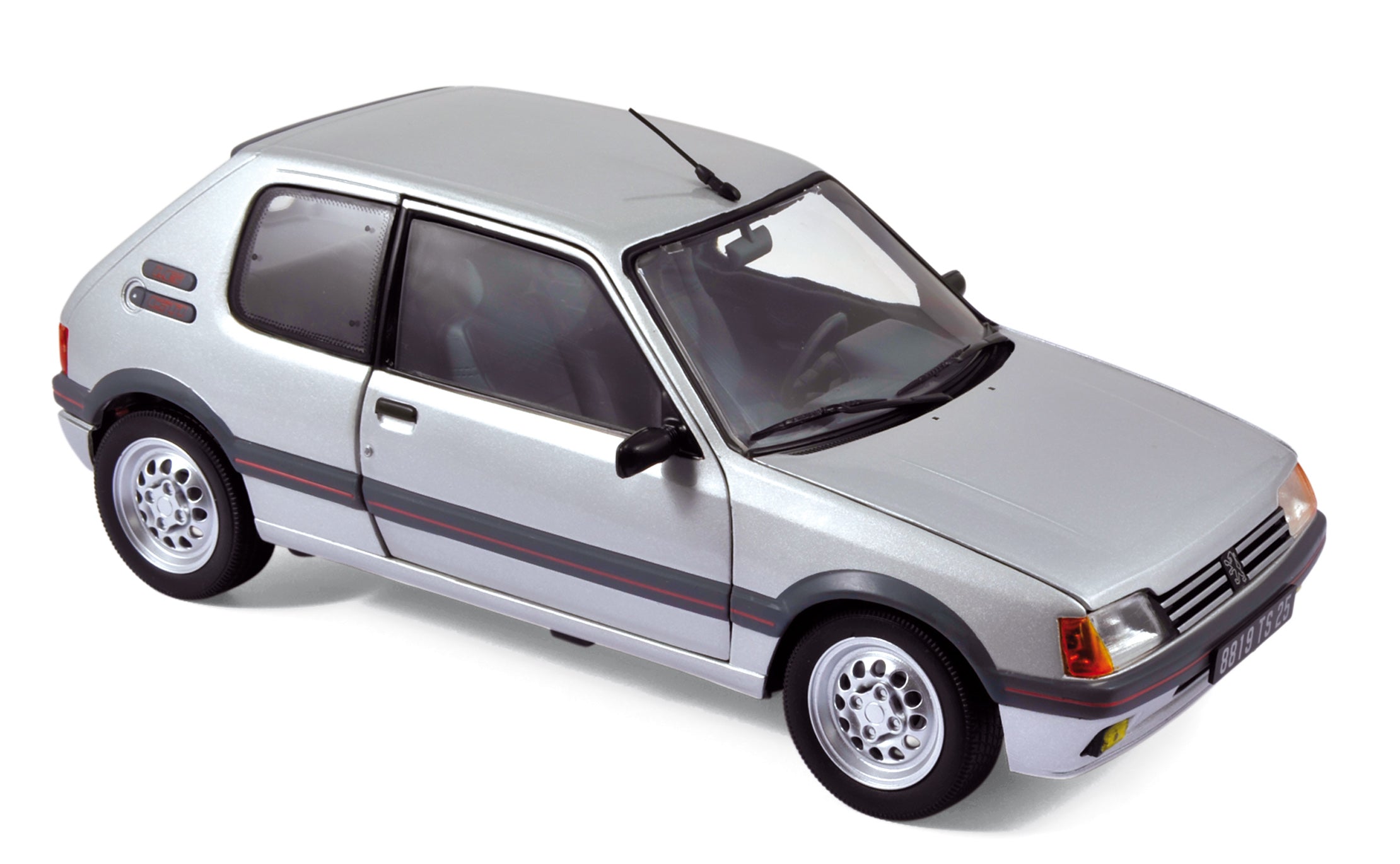 norev-peugeot-205-gti-1-6-1988-modellino-auto-1-18-grigio-futura image 1