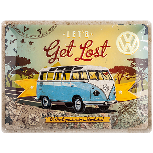 nostalgic-art-vw-bulli-let-s-get-lost-targa-in-metallo-30x40-cm-2 image 2