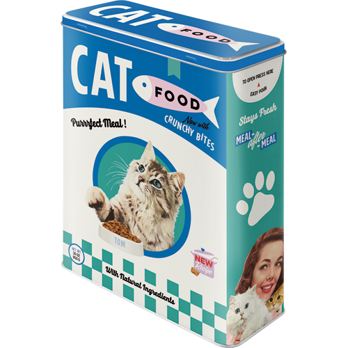 nostalgic-art-cat-food-scatola-in-metallo-xl-4-litri-cereal-keeper-8x19x26-cm image 1