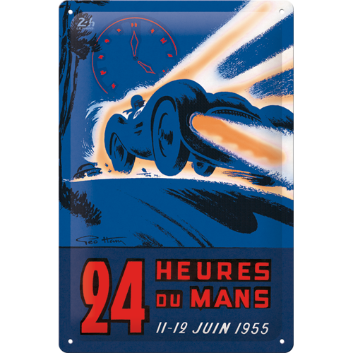 nostalgic-art-24h-le-mans-racing-night-blue-1955-targa-in-metallo-20x30-cm-2 image 1