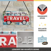 nostalgic-art-vw-bulli-let-s-travel-the-world-targa-in-metallo-10-x-20-cm image 4