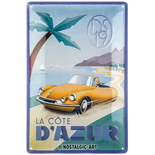 nostalgic-art-citroen-ds19-la-cote-d-azur-targa-in-metallo-20x30-cm image 1