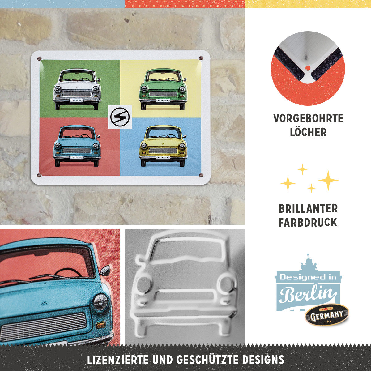 nostalgic-art-trabant-pop-art-targa-in-metallo-15x20-cm image 2