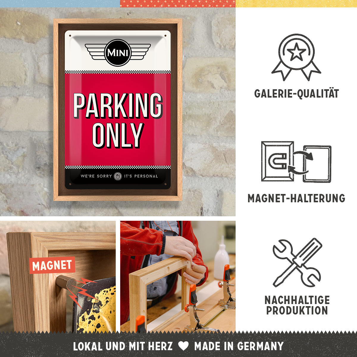 nostalgic-art-mini-parking-only-red-con-cornice-n-frame-m-24x33-5-cm image 3