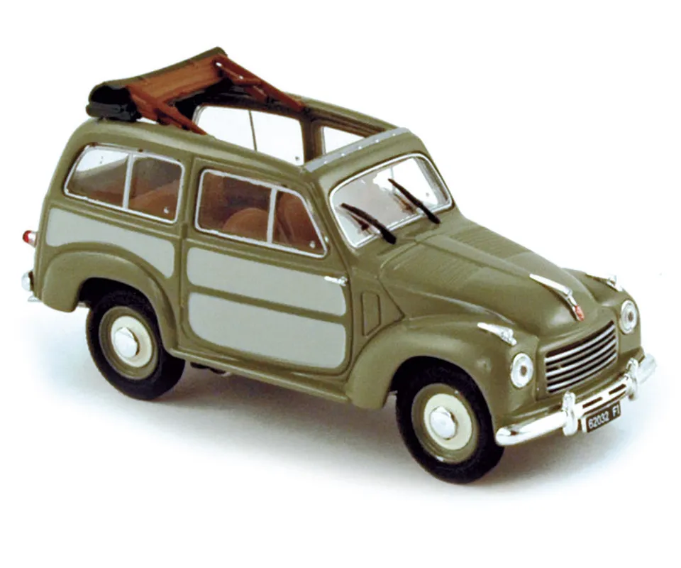 norev-fiat-500-belv-d-re-1952-verde-grigio-1-43-modellino-auto-d-epoca image 1